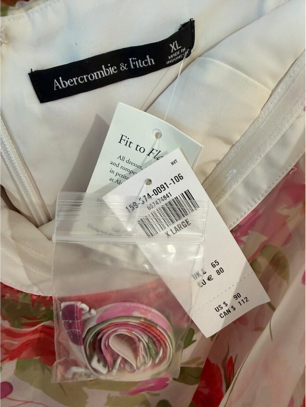 NWT Abercrombie Organza Tiered Strapless Fruit Mini Dress Size XL - Picture 5 of 5